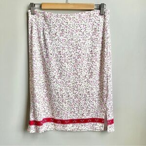 Vintage Skirt Women's Medium Dainty Floral 90s Cream Pink Cotton Cottage Sweet‎